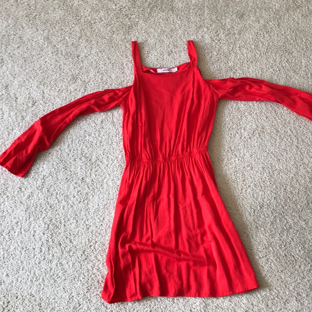 Red off the shoulder dress